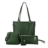 Vierteilige Fashion- Shoulder 2019 Messenger- Frauentasche Geldbeutel Geldbörsen Umhängen (Green, One Size)