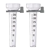 Relaxdays Regenmesser 2er Set, mit Halterung, Niederschlagsmesser Garten, Skala 35 mm/m², Kunststoff, transparent/grau