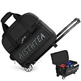 Aisthtea Ball Bowlingtasche mit Rollen, Rollwagen Bowlingtaschen mit großem separatem Schuhfach und übergroßer Zubehörtasche
