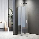 Duschabtrennung Walk in 120x185cm Duschabtrennung Walk-IN Duschwand Pendeltür Duschabtrennung mit Festteil und Eckregalen Drehtür Schwingtür Duschkabine 6mm NANO Sicherheitsglas Glas
