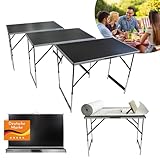 Lemodo 3-teiliger Tapeziertisch klappbar in schwarz - multifunktionaler Arbeitstisch und Campingtisch - höhenverstellbarer Mehrzwecktisch - Malertisch - Profi-Tapeziertisch bis 30 kg belastbar
