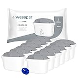 Wessper Wasserfilter kartusche, Protect Filter mit Aktivkohle und Ionenaustauschharz, kompatibel mit Dafi, BWT und Aquaphor kanne, durch zusätzlichen PIN kompatibel mit Brita Wasser Kanne - 12 Stück