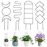 Recitem 4 Stück Rankhilfe für Zimmerpflanzen,Garten Pflanzenstütze Rankhilfe aus Metall, Rankhilfen für Kletterpflanzen,Blumenstütze Topfpflanzen Rankgitter, Pflanzgitter (Schwarz)