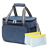 RPEIXYA Picknicktasche 15L Kühltasche mit 2 Pack Wiederverwendbare Lebensmittelbeutel, Isoliertasche Lunchtasche Auslaufsichere Thermotasche Mittagessen Tasche für Lebensmitteltransport (Blau)