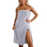 Gefomuofe Saunakilt Damen Sauna Zubehör Saunahandtuch Knopffrottee Gummizug Saunarock Elastische Taschen Saunakleid Anpassen Saunatuch Hamamtuch Handtuchkleid