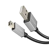 KabelDirekt – Mini USB 2.0 Kabel – 1 m (High-Speed-Datenkabel/Ladekabel, geeignet für Festplatten, Kameras und andere Geräte, schwarz/grau) – PRO Series