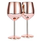 FOOLS ALIBAI edelstahl Weingläser Rotweingläser camping gläser Weinkelch Edelstahl Rotweinglas Kelch Becher riesen weinglas espresso martini gläser Trinkbecher 500ml 2er set moet gläser(Roségold)…