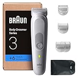 Braun Bodygroomer Series 3, Elektrischer Körperrasierer Herren mit 6 Zubehörteile, Kabelloser Trimmer für Intimbereich und Körper, 80 Min Akku, Wasserdichter Körperhaartrimmer, BG3575, Grau