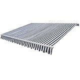 ZQQLVOO Motorisierte Gelenkarmmarkise 400 cm Blau/Weiß mit Fernbedienung, Stabile Aluminiumkonstruktion und UV-beständiges Polyestergewebe für Terrasse und Garten, Wasserdicht