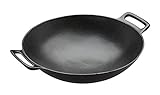 RÖSLE VARIO Wok, Hochwertiger Wok aus emailliertem Gusseisen zum scharfen Anbraten, asiatische Küche, für Herd und Grill geeignet, Schwarz