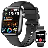 Smartwatch Damen Herren, 1.83' HD Fitness Tracker mit Schrittzähler/Blutdruckmessung/Pulsuhren/Telefonfunktion, Schlaftracker, 120+ Sportmodi, IP68 Wasserdicht Fitnessuhr&Sportuhr für Iphone Android
