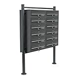 Wiltec 12er Briefkastenanlage Anthrazit 945 x 270 x 1500 mm, Standbriefkasten mit 2x6 Fächern, Schlüssel und Namensschild, Briefkasten Postkasten mit Ständer