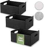 CeyKvo Filzkorb Aufbewahrungskorb, 3er-Pack Filz-Aufbewahrungsboxen, Falbarer Aufbewahrungskorb für Kleiderschrank, Regal & Büro, Organizer für Wohntextilien, Spielzeug, Dekoration (Schwarz)