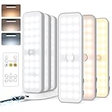 GOODEA 6 Stück Kabellose Schranklicht mit Bewegungsmelder - 15cm 60-LED 1500mAh LED Schrankbeleuchtung mit Lade-dock Fernbedienung Timer 3 Farbten Dimmbar - Küche Unterchrank Treppe Flur Beleuchtung