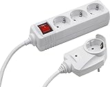 Meister Steckdosenleiste 3-fach, mit Zusatzstecker - 2 m Kabel - weiß - IP20 Innenbereich - Schalter / Powersplit / Steckerleiste mit Überspannungsschutz / Mehrfachsteckdose / Tido / 7430630