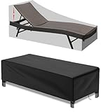 1 Stück Gartenliege Abdeckung mit verstellbarem Kordelzug, Wasserdicht, UV-Beständiges, reißfest, Schwerlast 500D Oxford Sonnenliege Abdeckung, schutzhülle für Gartenliege 200 x 68 x 30cm - Schwarz
