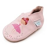 Dotty Fish weiche Leder Babyschuhe mit rutschfesten Wildledersohlen. Kleinkind Schuhe. Mädchen. Rosa Fee Ballerina. 2-3 Jahre (25 EU)