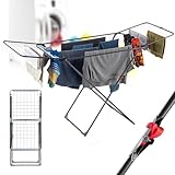 KADAX Wäscheständer mit 18m Trockenfläche Anthrazit mit Rollen & Sockenaufhänger, ideal für Wohnung Balkon & Garten, klappbarer Flügelwäschetrockner mit rutschfesten Füßen, platzsparend, Made in EU