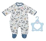 Baby Annabell Strampler, Anzug mit blauen Details und Allover Print mit Blättern auer Anzug für 43 cm Puppen, 706824 Zapf Creation
