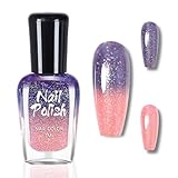 Farbwechselnder Nagellack - Rosa Blau Temperaturgesteuerter Nagellack mit Farbwechsel Effekt - 7ml Langanhaltender Schnelltrocknender Nail polish, Ohne UV Lampe für Frauen Mädchen (Lila)