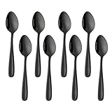 BISDARUN Bisda Schwarz Teelöffel Set, 8 Stück 18/10 Edelstahl Kaffeelöffel Mokkalöffel Kuchenlöffel