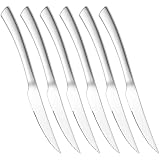 Joyfair Steakmesser Set, 6 Stück Edelstahl Steakbesteck Messerset mit Wellenschliff, 23cm Hochwertig Pizzamesser Tafelmesser für Haus/Restaurant/Hotel, Hochglanzpoliert & Spülmaschinenfest