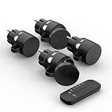 conecto Funksteckdosen mit Fernbedienung Aussen, 2300 Watt, 230V, 4 x Steckdose mit Funkfernbedienung, Outdoor Set, IP44, Stromsparen, 30m Reichweite, Schwarz