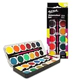 Mont Marte Wasserfarbkasten – 26-teilig – Brillante Wasserfarben– Hohe Pigmentierung – Deckfarbkasten ideal für Aquarellmalerei – Für Anfänger und Schüler