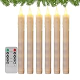 Huayeex Flammenlose Echtwachskerzen, 6 x batteriebetriebene Echtwachskerzen aus echtem Wachs, realistisch mit Timer, LED-Kerzen, elektrische Kerzenständer für Weihnachten, Dekoration, Heimdekoration,