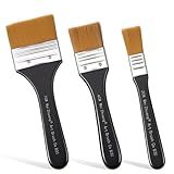 HJZHII 3 Stück Pinselset Acrylfarben, Breit Flachpinsel 20/40/70mm Aquarell Pinsel Set Künstlerpinsel Malpinsel Set Flachpinselset Nylon Pinsel Lackierpinsel für Acryl Aquarell Öl und Gouachemalerei