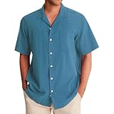 BIBOKAOKE Leinenhemd Herren Hemd Kurzarm Sommerhemd Stehkragen Kragen Freizeithemd Casual Urlaub Leinen Shirts Regular Fit Männer Strand Oberteile Kurzarmhemd Wanderhemd