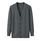 Herren Pullover Winter Einfarbig Verdrehte Kaschmir Verdickte Herren V-Ausschnitt Strickjacke Bequeme Passform Wolle Strickjacke Jacke Herren Casual Langarm, C, XL