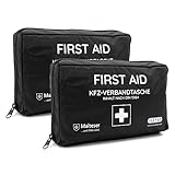 KFZ-Verbandtasche DIN 13164 - Verbandskasten Auto, Erste Hilfe Kasten Auto, Verbandkasten PKW, Motorrad, Auto Set, Schwarz, Verbandstasche