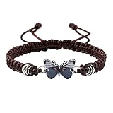 Generisch Armband Für Angst für Teenager-Mädchen, verstellbare Schnur, Schmetterlingsarmbänder für Frauen, niedliche Schmetterlings-Charm-Armbänder Herrenuhr Schwarz Lederarmband (Grey, One Size)