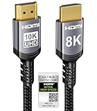 Sniokco 10K 8K HDMI 2.1 Kabel 1.5Meter, Zertifiziert 48Gbps Ultra High Speed HDMI® Kabel 0.01ms 4K 240Hz 165Hz 120Hz 8K 60Hz eARC Netflix HDCP 2.3 2.2 DTS:X HDR10+ TV Monitor Projektor Roku PS5 X-box