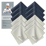 MR.SIGA Hochwertig Mikrofaser-Reinigungstücher Brillenputztuch für Brillen, Bildschirme, Tabletten, Gläser, 12er Pack, 6 x 7 Zoll (15 x 18 cm), Marine/Grau