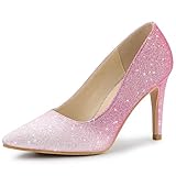 Allegra K Damen Party Glitzer Stiletto High Heels Pumps, Pink - rose - Größe: 39.5 EU