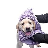 Petlex Trockenes Hundehandtuch, Katzen-Badetuch, super saugfähig, schnell trocknend, Mikrofaser-Chenille, Shammy-Handtuch mit Eingrifftaschen, bestes Haustier-Trockentuch für Hunde und Katzen, 80 x 35