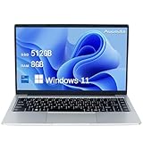Auusda 14.1 Inch Laptop 8GB RAM 512GB SSD, 3TB Storage Expand, Intel Celeron J4125 Up to 2.5 GHz, Thin and Light Laptop, 5G WiFi, IPS 2K FHD, Webcam, Mini HDMI, USB 3.0 x2, for Gamer Notebook