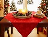 KAMACA Lotus Effekt Tischdecke Magic Stars mit Sternen Motiv - Fleckschutz Flüssigkeiten perlen einfach ab farb- & formstabil stilvoller Glanz für Advent & Weihnachten (Mitteldecke 85x85 cm, Rot)