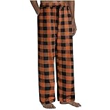 Freizeithose Herren Karierte Lang Hose Bequeme Haushose Leichte Schlafanzughose Atmungsaktiv Schlafhose Baggy Pyjamahose Elastische Taille Stoffhose Klassischer Lässig Schlupfhose