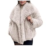 Dasongff Mantel aus Kunstpelz für Damen – elegante Winterjacke – dicker und warmer Teddymantel – Jacke aus Kunstpelz – lange Ärmel – lockerer Wintermantel