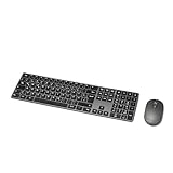 Amazon Basics Tastatur und Maus, kabellos, aufladbar, ultradünn, leiser Anschlag, mit Nummernblock, (dt. Layout nicht garantiert), schwarz