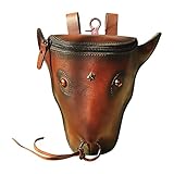 Hydration Hüfttasche für Damen, Kopfschicht, Leder, Leder, Hüfttasche, Herren, Retro, Kuhkopf, Hängetasche, Hüftgurt, Handytasche, Leder, Bullenkopf, Lauftasche, Hüftgurt für Damen (Wein,