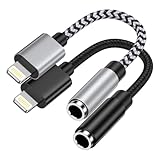 Lightning auf 3,5mm Klinke Adapter, 2 Pack iPhone Aux Adapter [MFi Zertifiziert] iPhone Kopfhörer Adapter kompatibel mit iPhone 14 Pro Max/14 Plus/14/13/12/11/SE/XS/XR/8, Dongle Audio Kabel Splitter