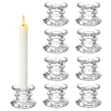 YPQPKLJ 8 Stück Kerzenhalter Glas für Stabkerzen, Dekorativer Klar Kerzenständer Stabkerzen Set, Candle Holder Glas für Tischdeko Hochzeit, Tischdeko Esstisch, Weihnachten Vintage Deko