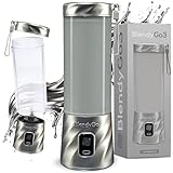 BlendyGo 3 Mixer Smoothie Maker, Smoothie Mixer Klein, Mini Portable Blender, Tragbarer USB Smoothie-Maker to go, Standmixer 550 ml, BPA-freie, PulseMotion &BlendPro (Silver Metalic)