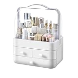 RMAN Make Up Kosmetik Organizer, Schubladen Beauty Aufbewahrung Schmink Organizers Staubdicht mit Deckel Hohe Kapazität Kosmetikbox für Schlafzimmer, Badezimmer, Schminktisch (Weiß)