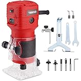TEENO Holzfräse Oberfräse 650 W 15000–32000 U/min, 6 Variable Geschwindigkeiten, Elektrik Kantenfräse Mit 5 Stück1/4 Fräsen Cuter Mit Spannzange 6.35MM, FARBKÄSTEN