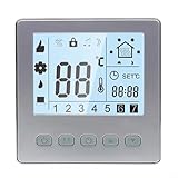 Oniissy Programmierbarer Raumthermostat mit einfachem Installationsprozess, intelligentes Thermostat mit Sensorkabel für elektrischen Heizmodus (Silber)